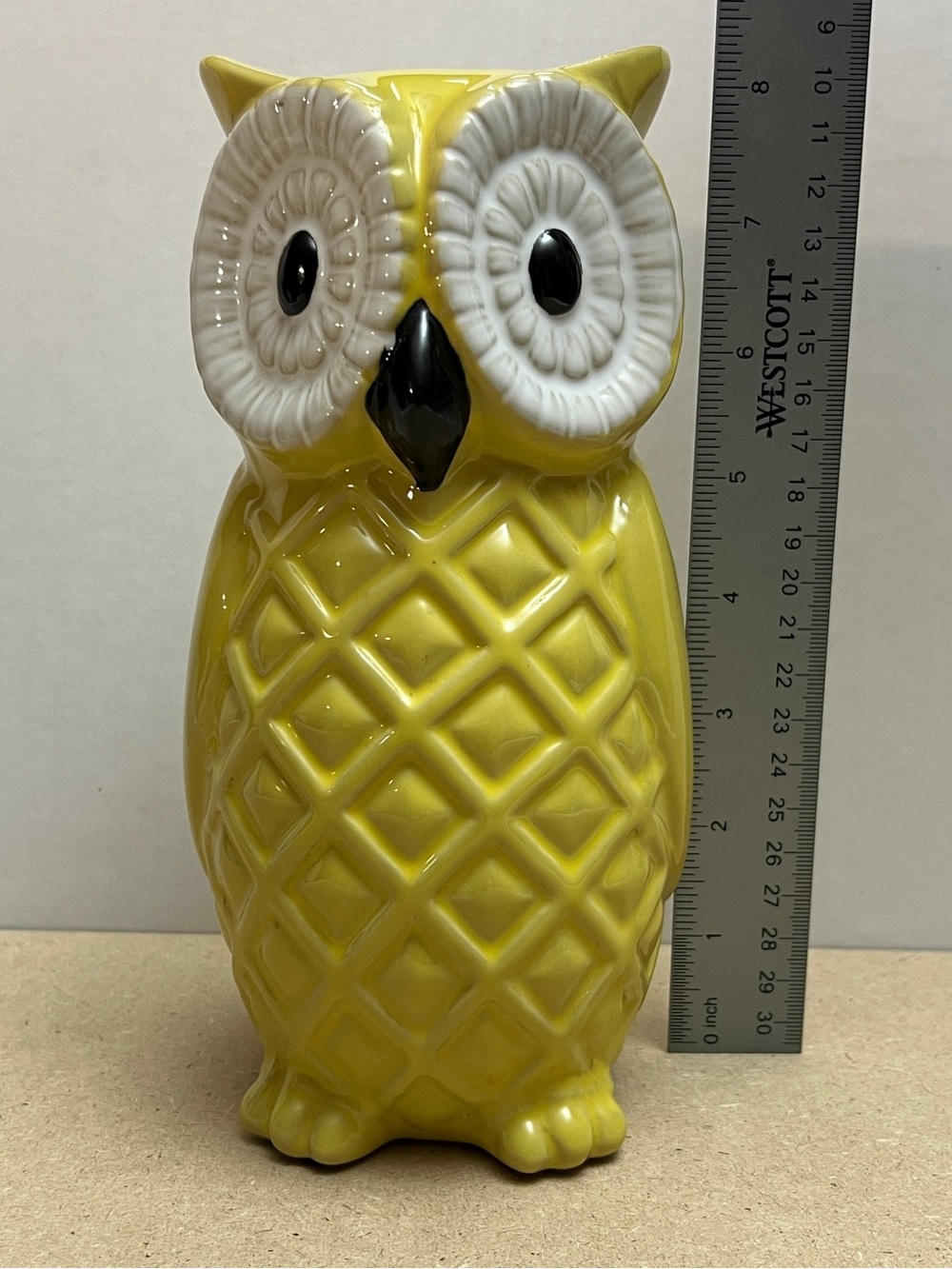 Vintage Ceramic Owl Figurine Home Art Decor - Yellow